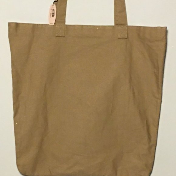 VICTORIA'S SECRET Tan and Gold Canvas Tote Bag NWT - Picture 5 of 9